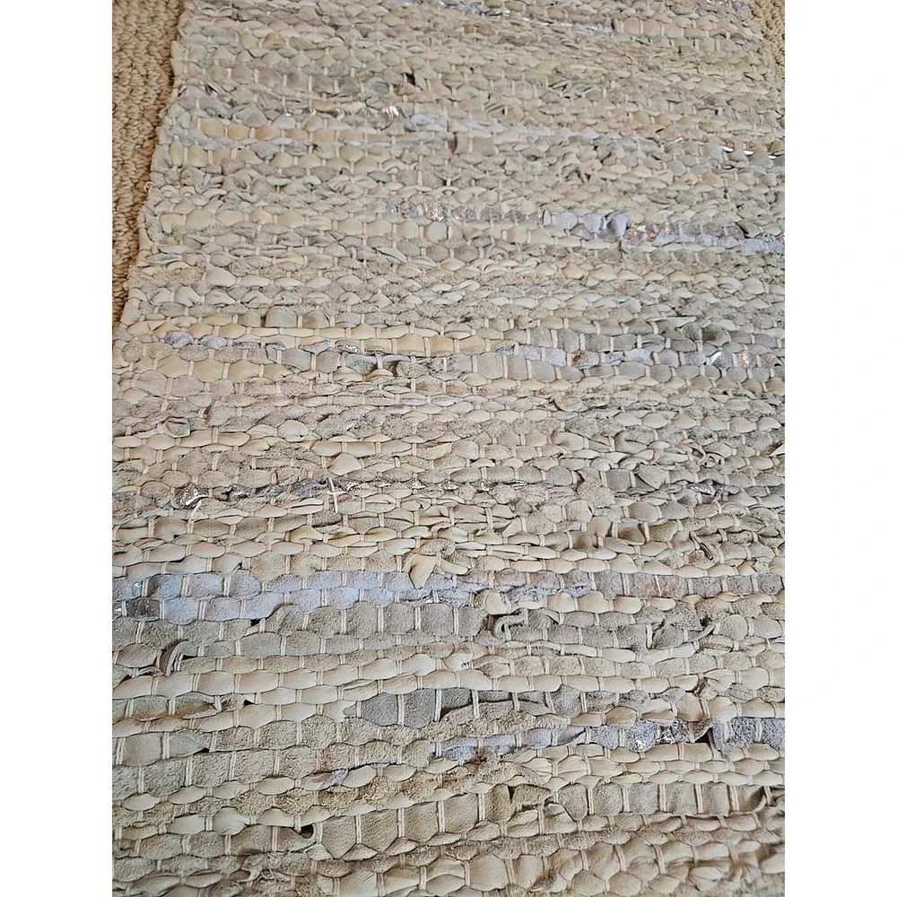 AMAZING‎ LEATHER RAG RUG Gray VINTAGE 88